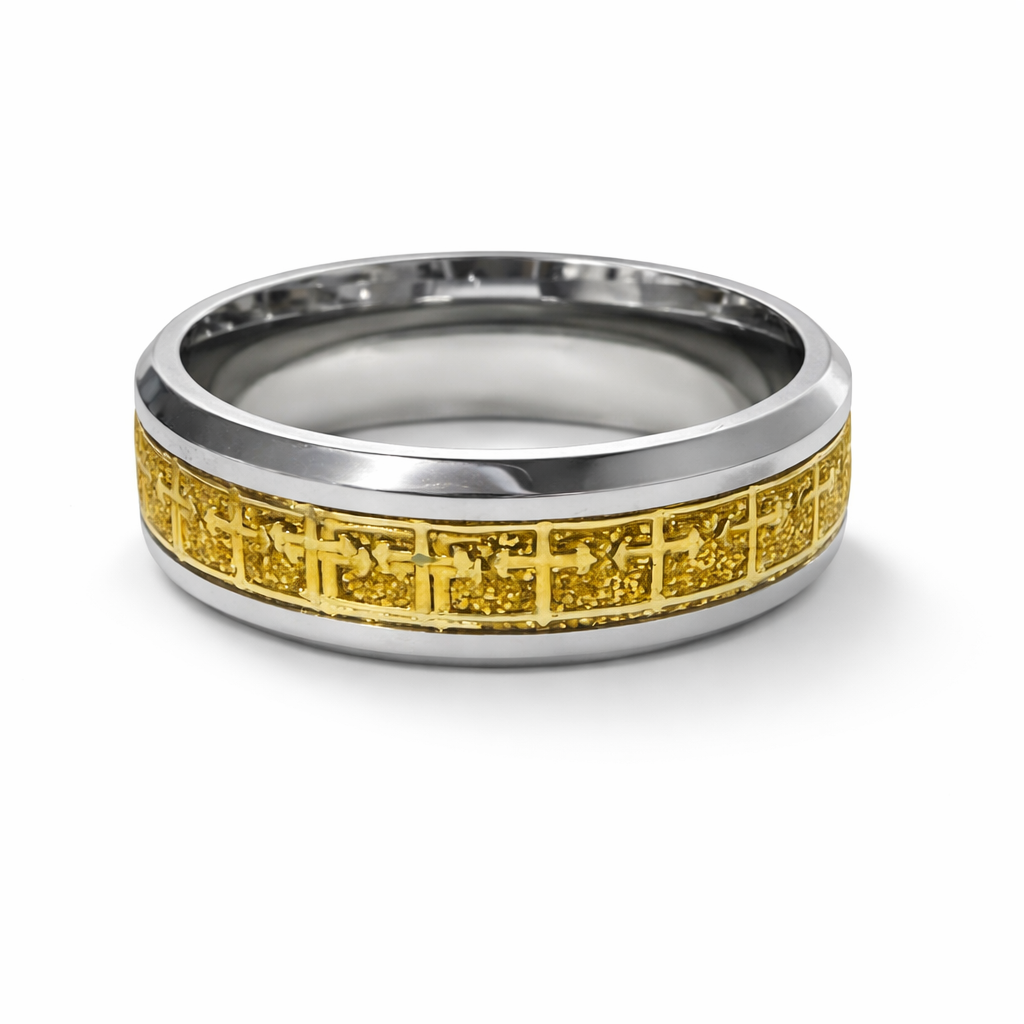 RETRO CROSS STAINLESS STEEL MEN'S RING (UNISEX)