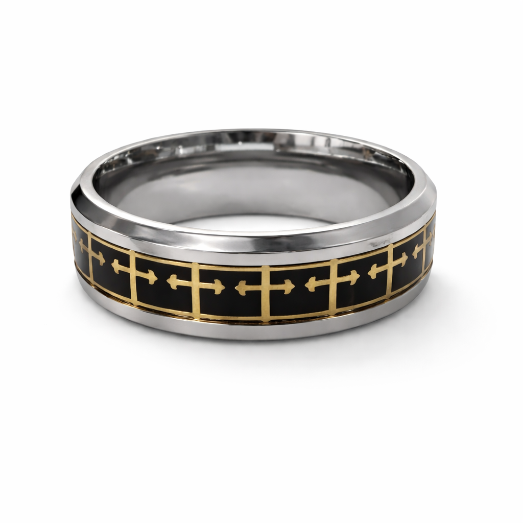 RETRO CROSS STAINLESS STEEL MEN'S RING (UNISEX)
