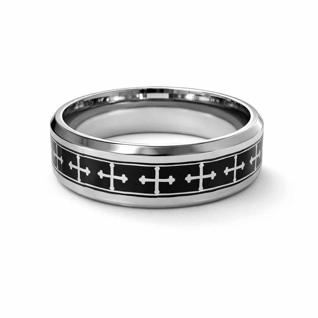 RETRO CROSS STAINLESS STEEL MEN'S RING (UNISEX)