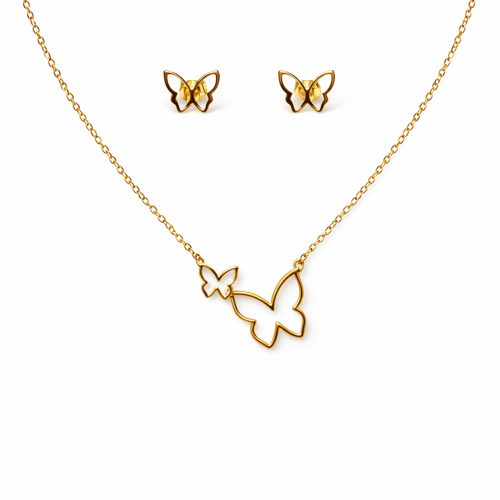 BUTTERFLIES NECKLACE AND EARRINGS SET