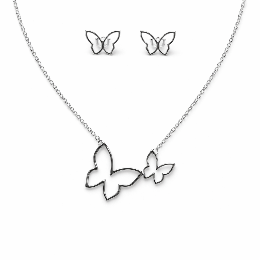 BUTTERFLIES NECKLACE AND EARRINGS SET