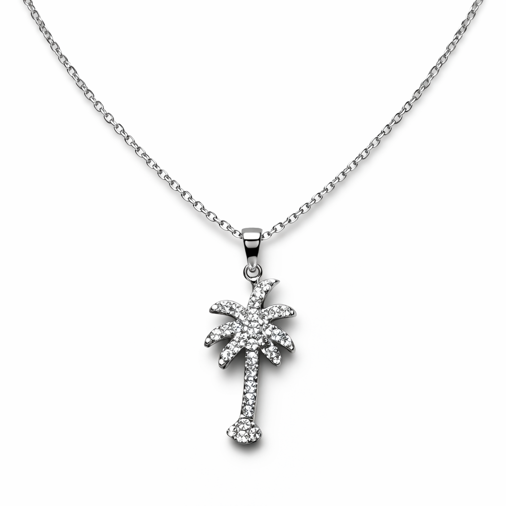 RHINESTONE PALM TREE NECKLACE