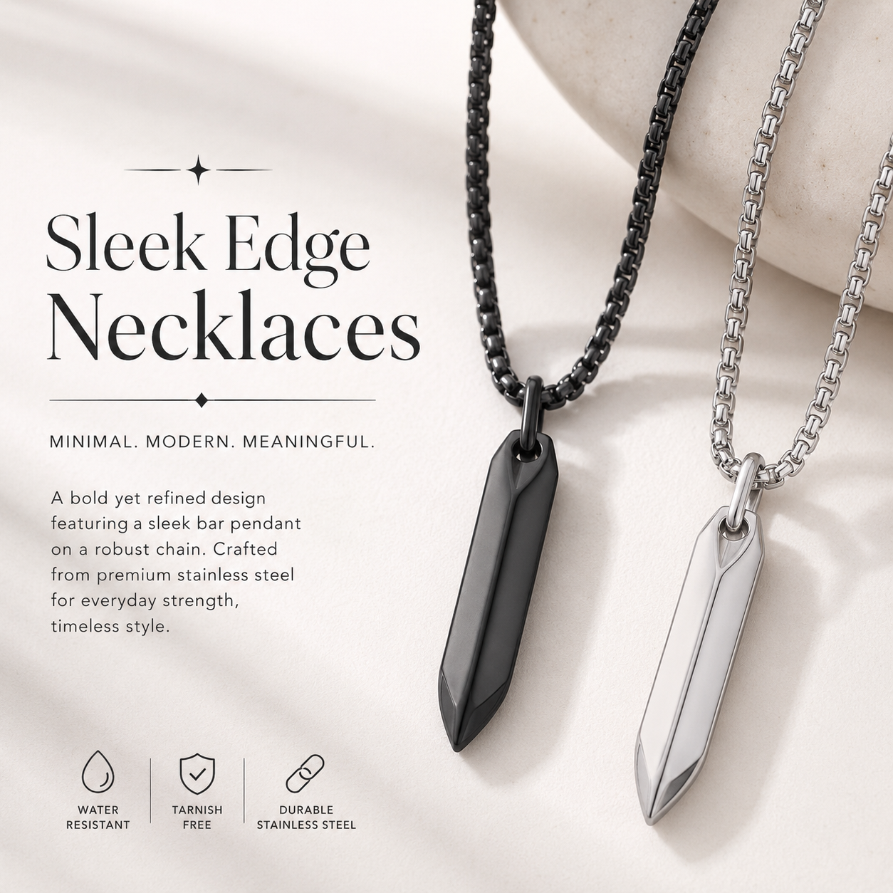Sleek Edge Necklace – Stainless Steel