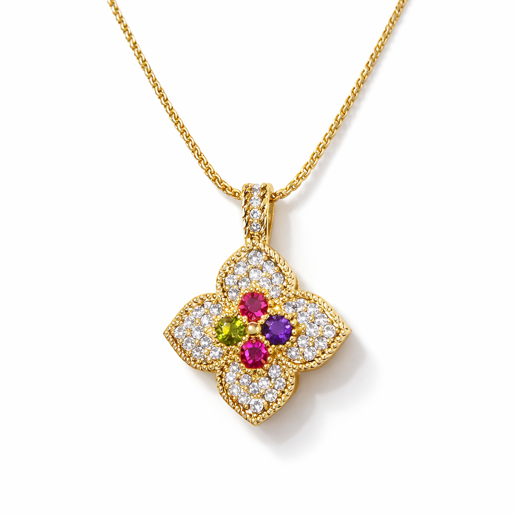 RHINESTONE FLOWER NECKLACE 02