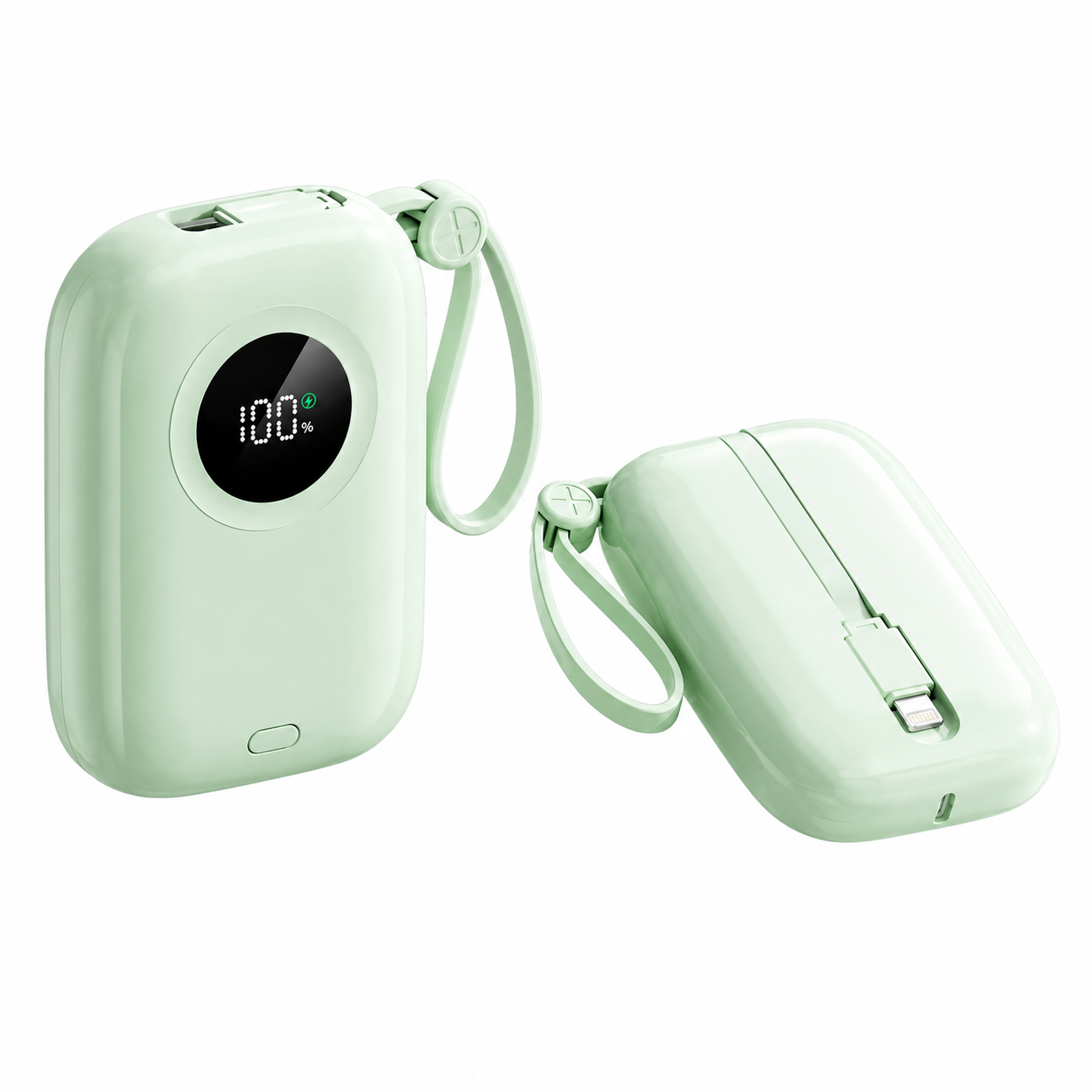 Mini Fast Charging Power Bank – 20,000mAh with Built-In Cables