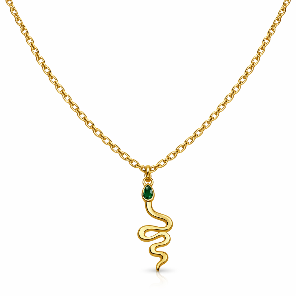GREEN EYE SNAKE NECKLACE