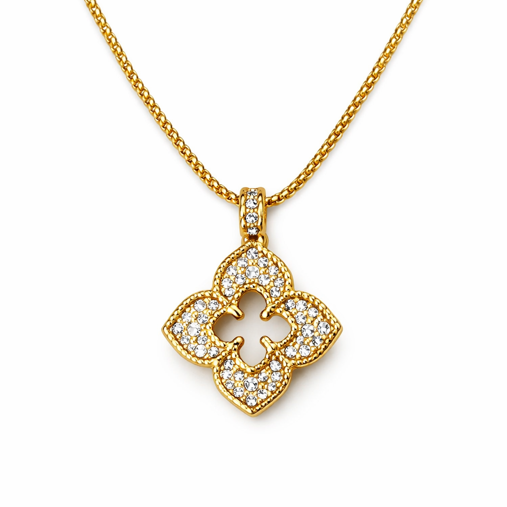 RHINESTONE FLOWER NECKLACE 02