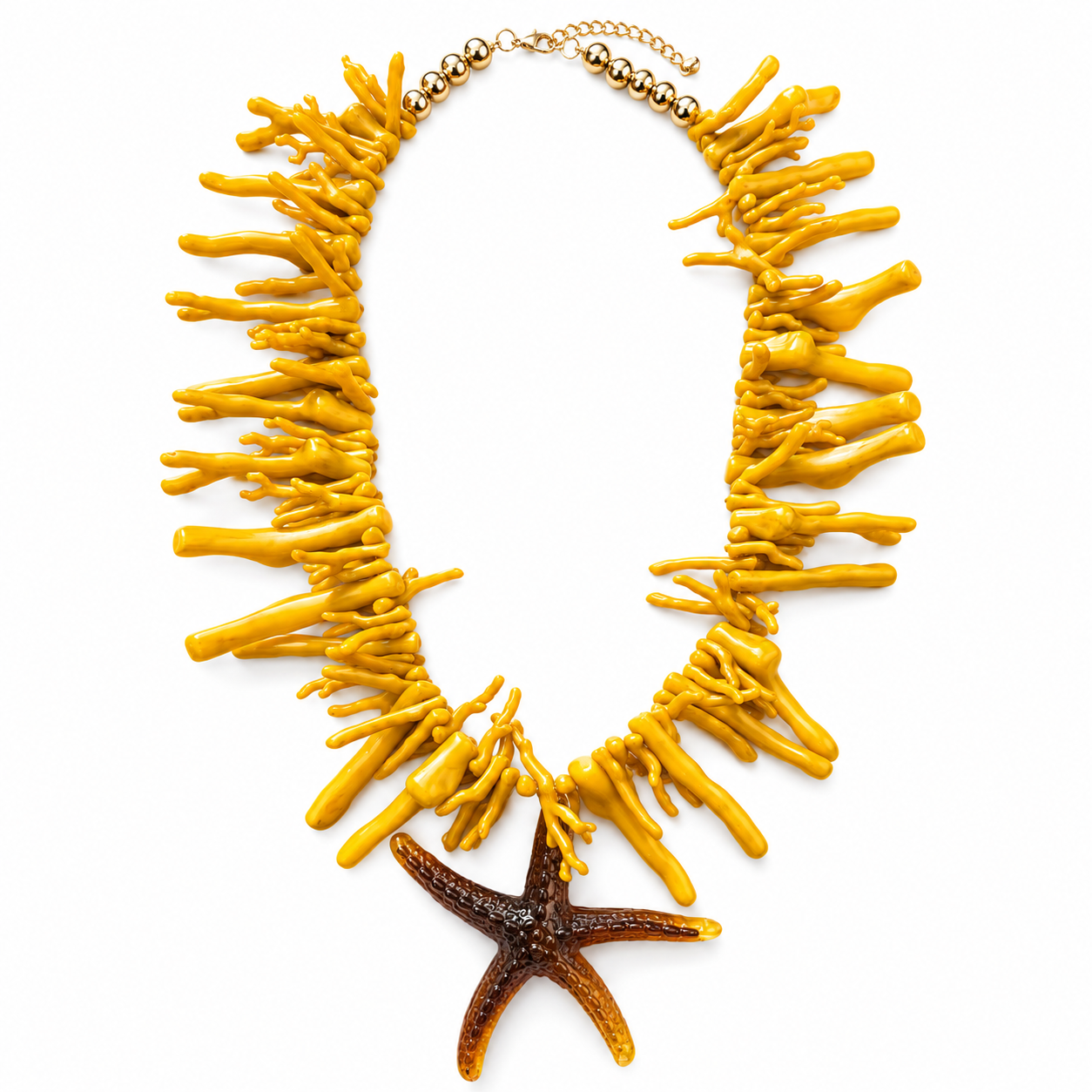 Coastal Coral Starfish Statement Necklace