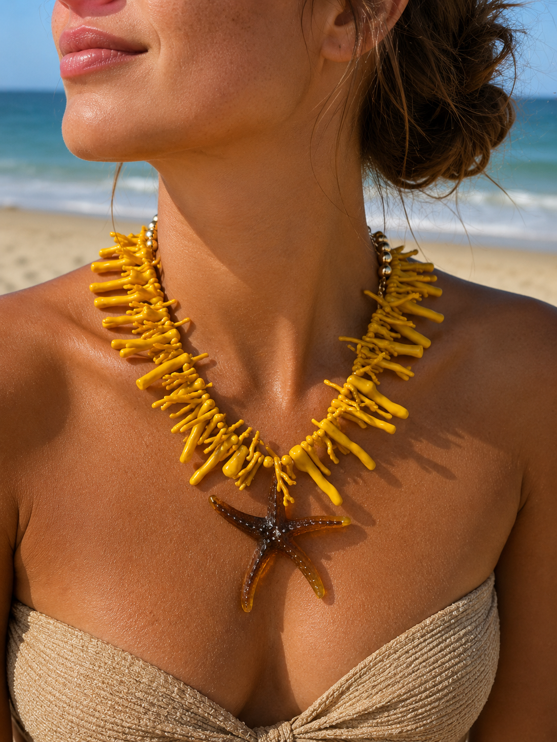 Coastal Coral Starfish Statement Necklace