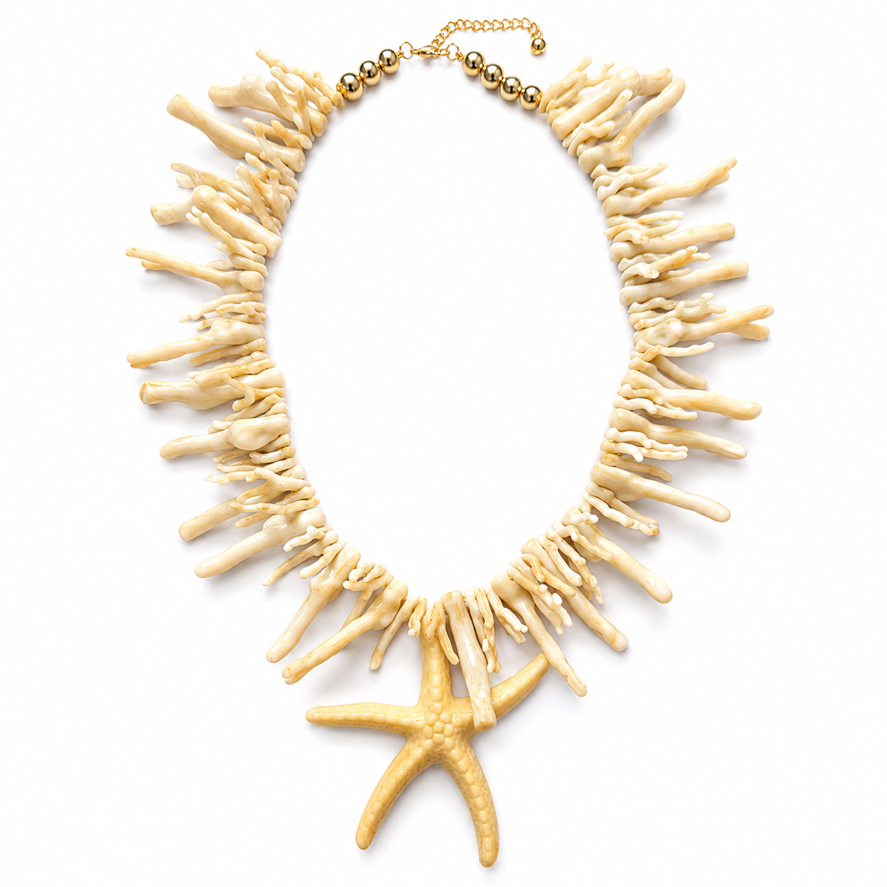 Coastal Coral Starfish Statement Necklace