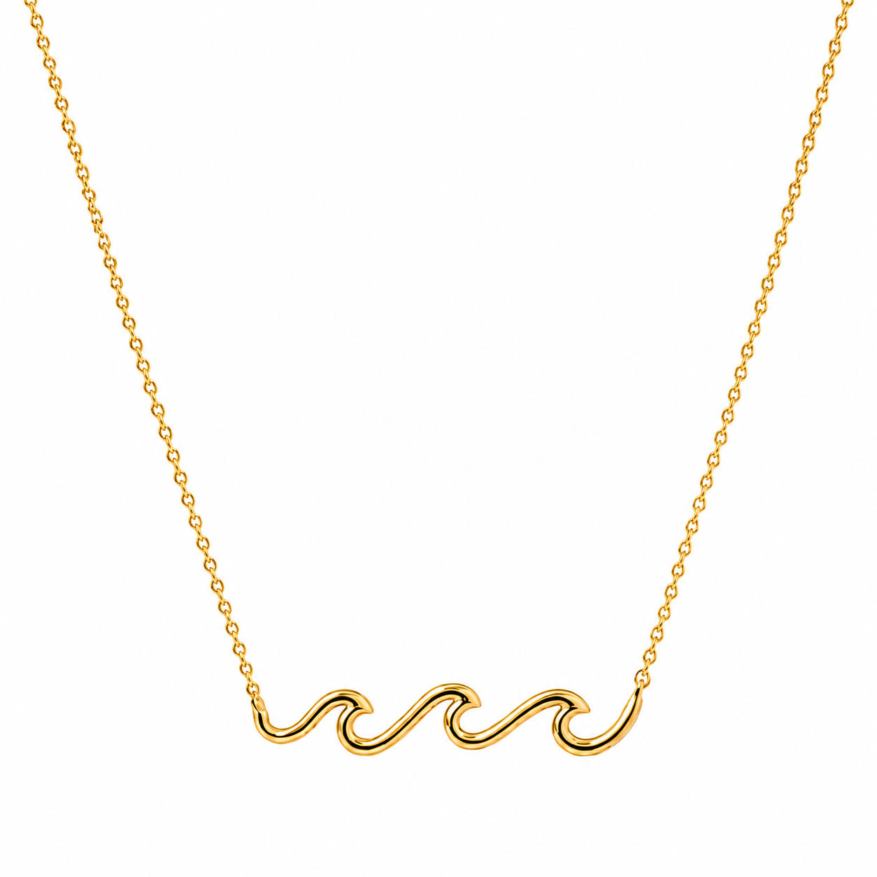 Ocean Wave Minimalist Necklace – 14K Gold Plated S925 Silver