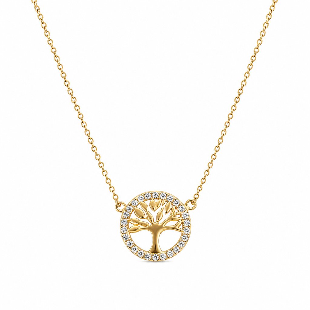 Tree of Life Rhinestone Jewelry Set – 14K Gold Plated S925 Silver