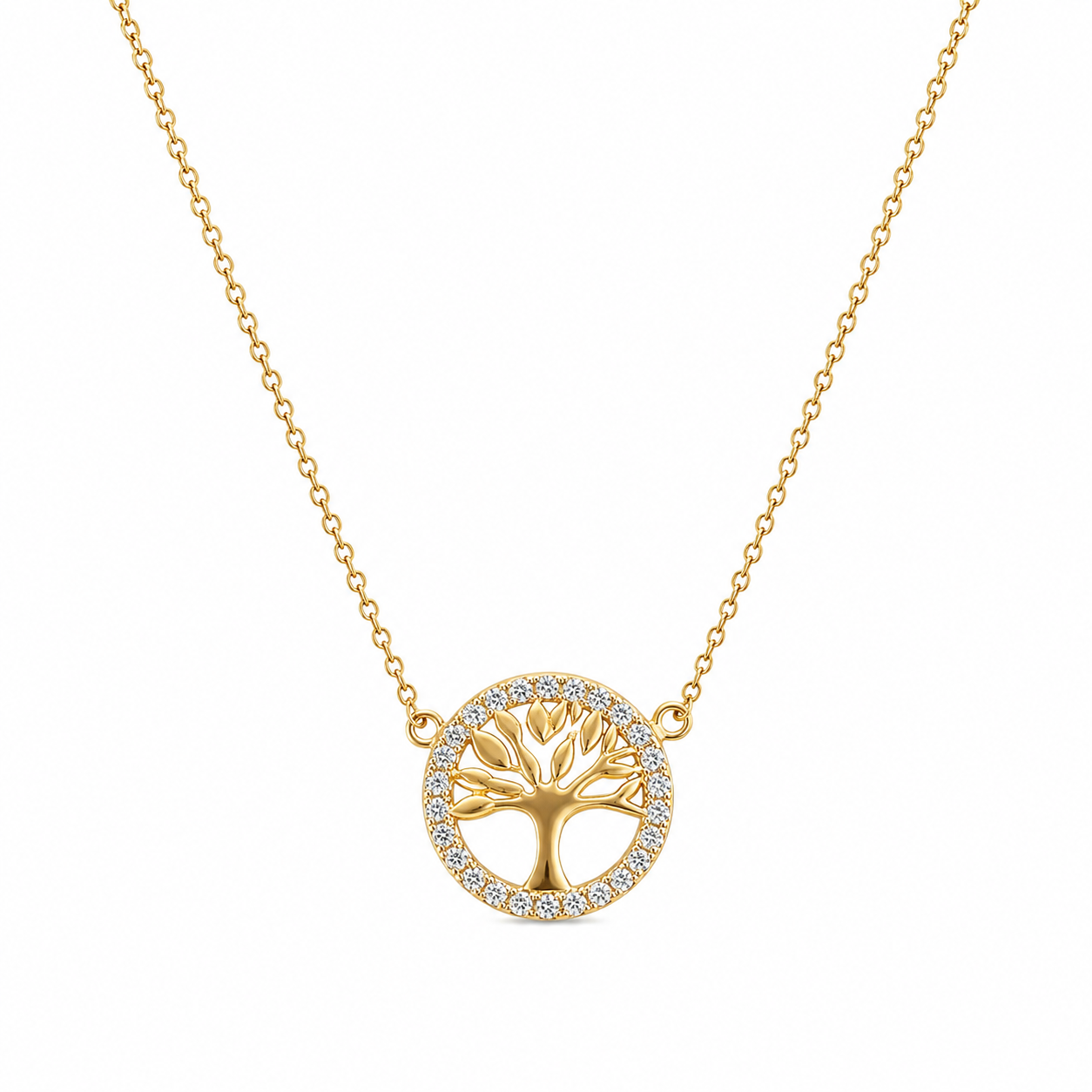 Tree of Life Rhinestone Jewelry Set – 14K Gold Plated S925 Silver