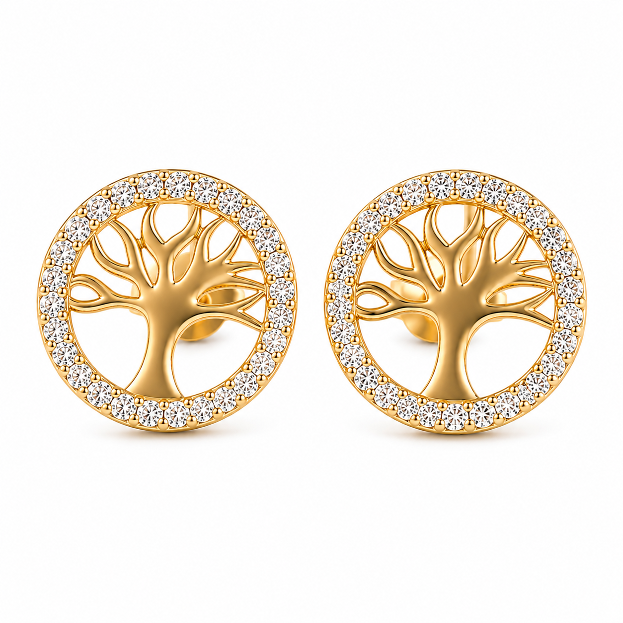 Tree of Life Rhinestone Jewelry Set – 14K Gold Plated S925 Silver