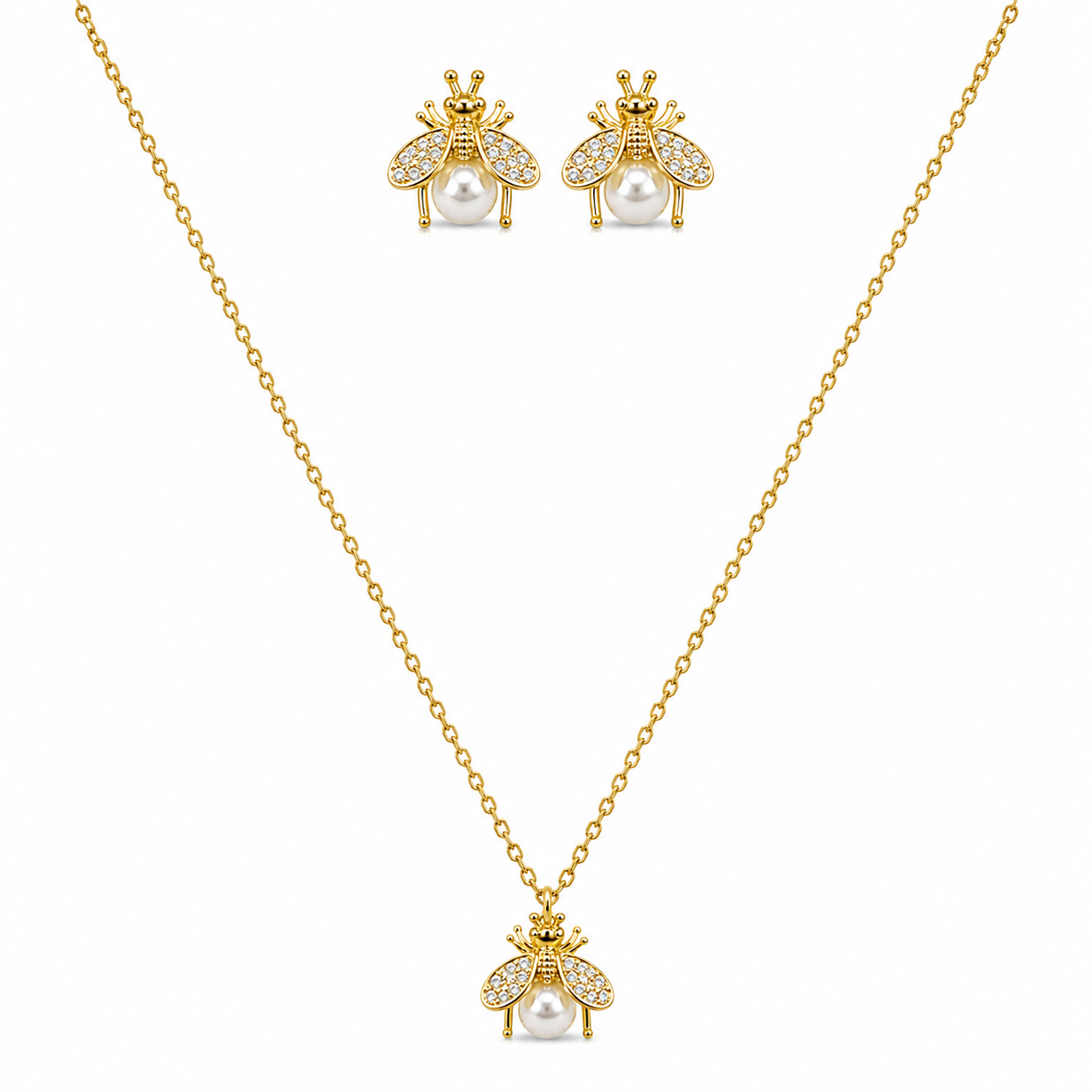 Golden Bee Pearl Jewelry Set