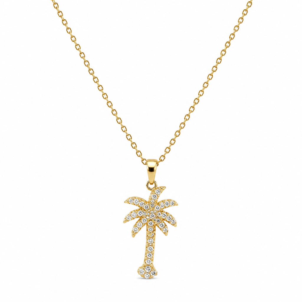 Palm Paradise Rhinestone Necklace – S925 Sterling Silver