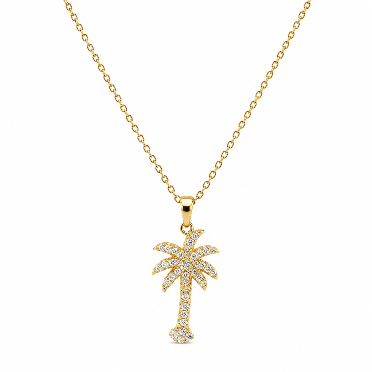 Palm Paradise Rhinestone Necklace – S925 Sterling Silver