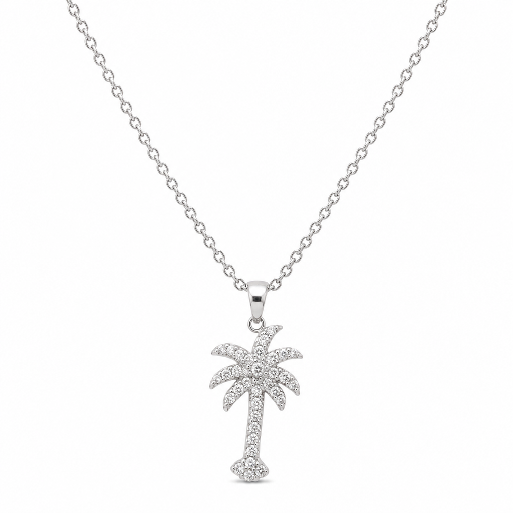 Palm Paradise Rhinestone Necklace – S925 Sterling Silver