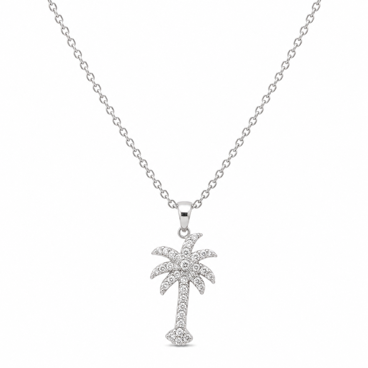 Palm Paradise Rhinestone Necklace – S925 Sterling Silver