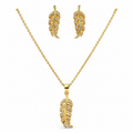 Golden Feather Crystal Jewelry Set – 14K Gold Plated S925 Silver
