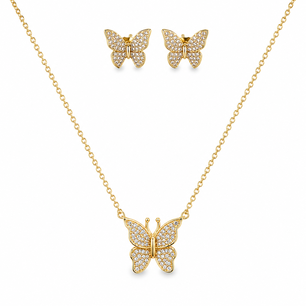 Butterfly Sparkle Jewelry Set – 14K Gold Plated S925 Silver