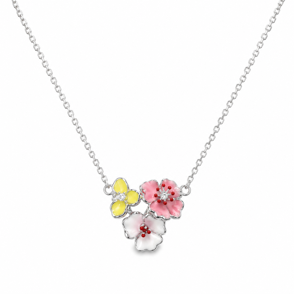 Blossom Garden Floral Necklace – S925 Sterling Silver