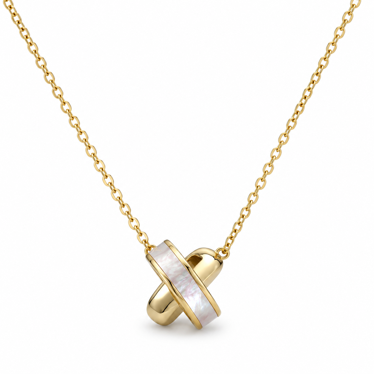 Luna Crossed Pearl Necklace – 14K Gold Plated S925 Silver