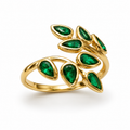 Emerald Bloom Statement Ring – 14K Gold Plated S925 Silver