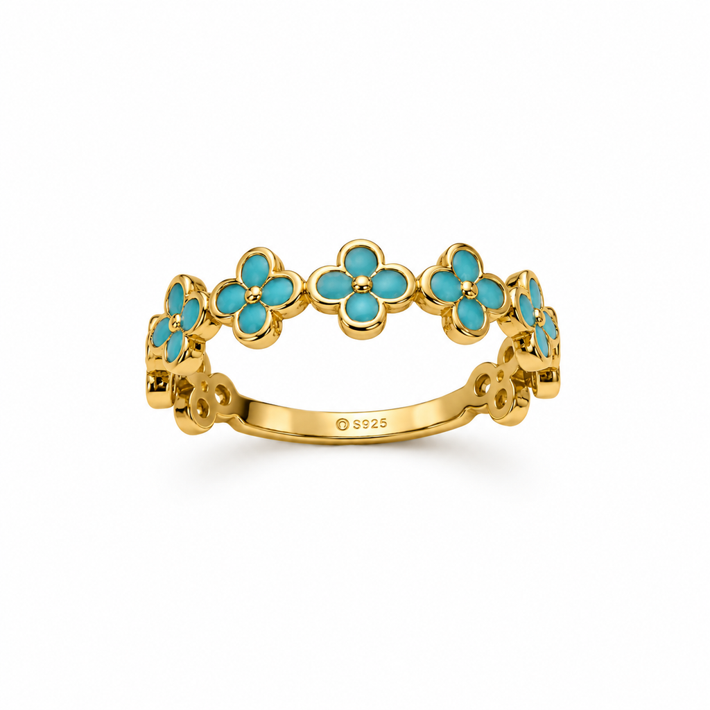 Clover Eternity Ring – 14K Gold Plated S925 Silver
