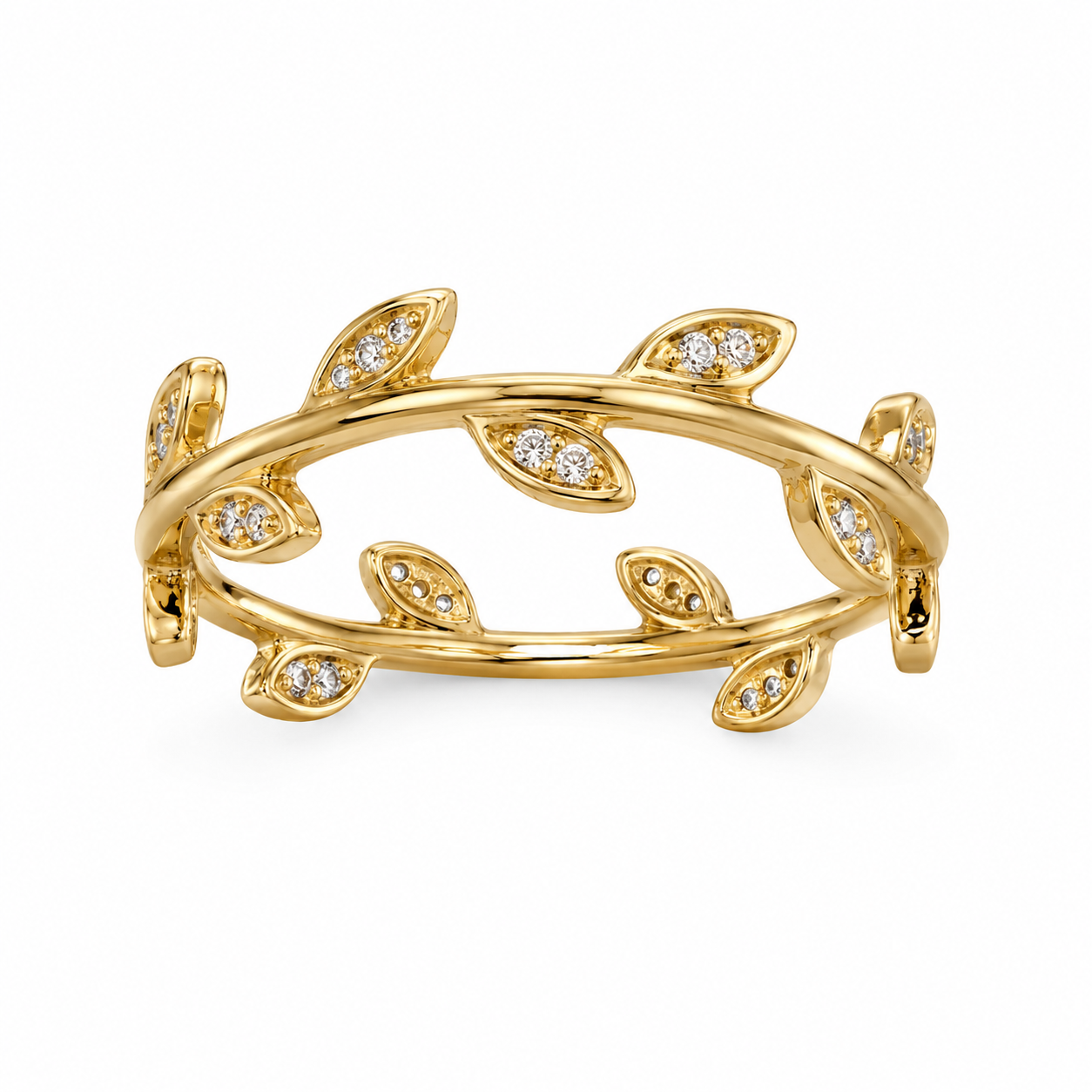Crystal Vine Wrap Ring – 14K Gold Plated S925 Silver