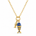 Blue Lagoon Fish Charm Necklace – 14K Gold Plated