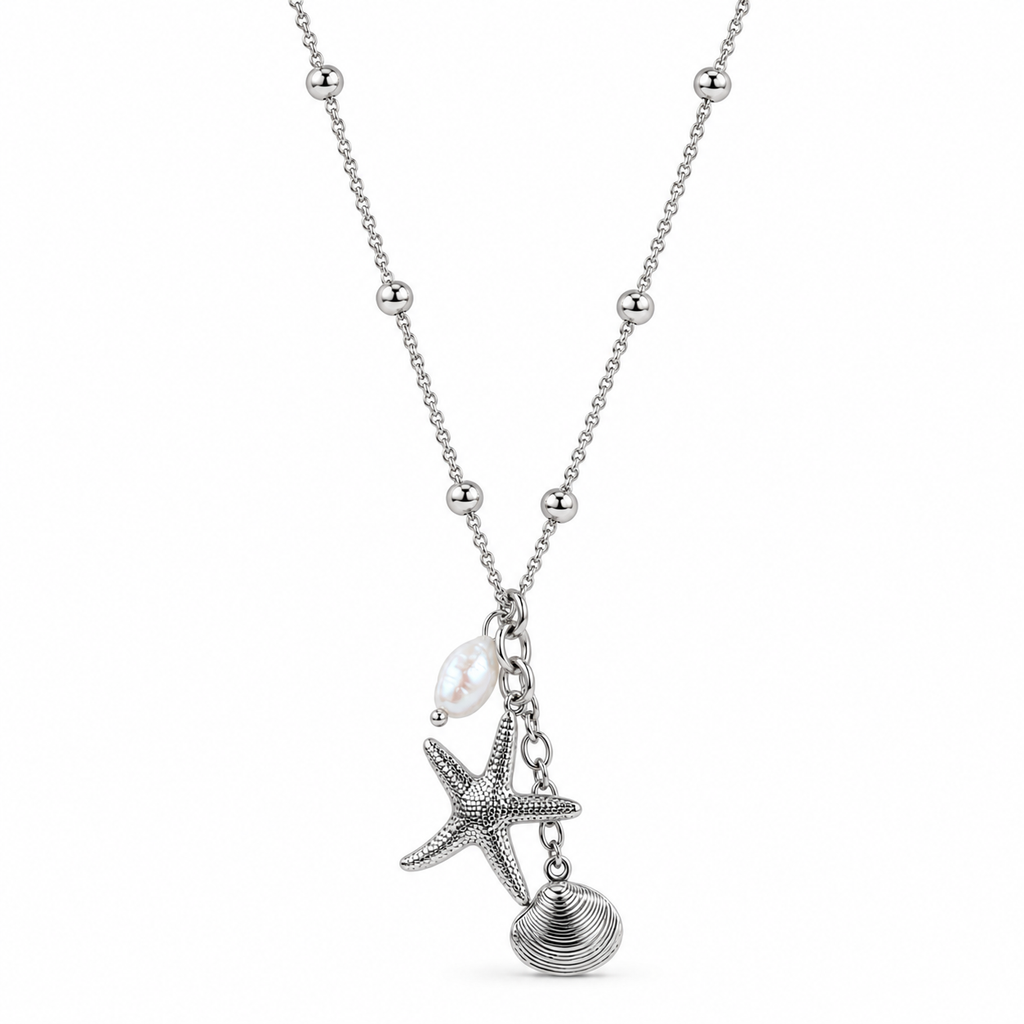 Seaside Treasure Charm Necklace – Stainless Steel