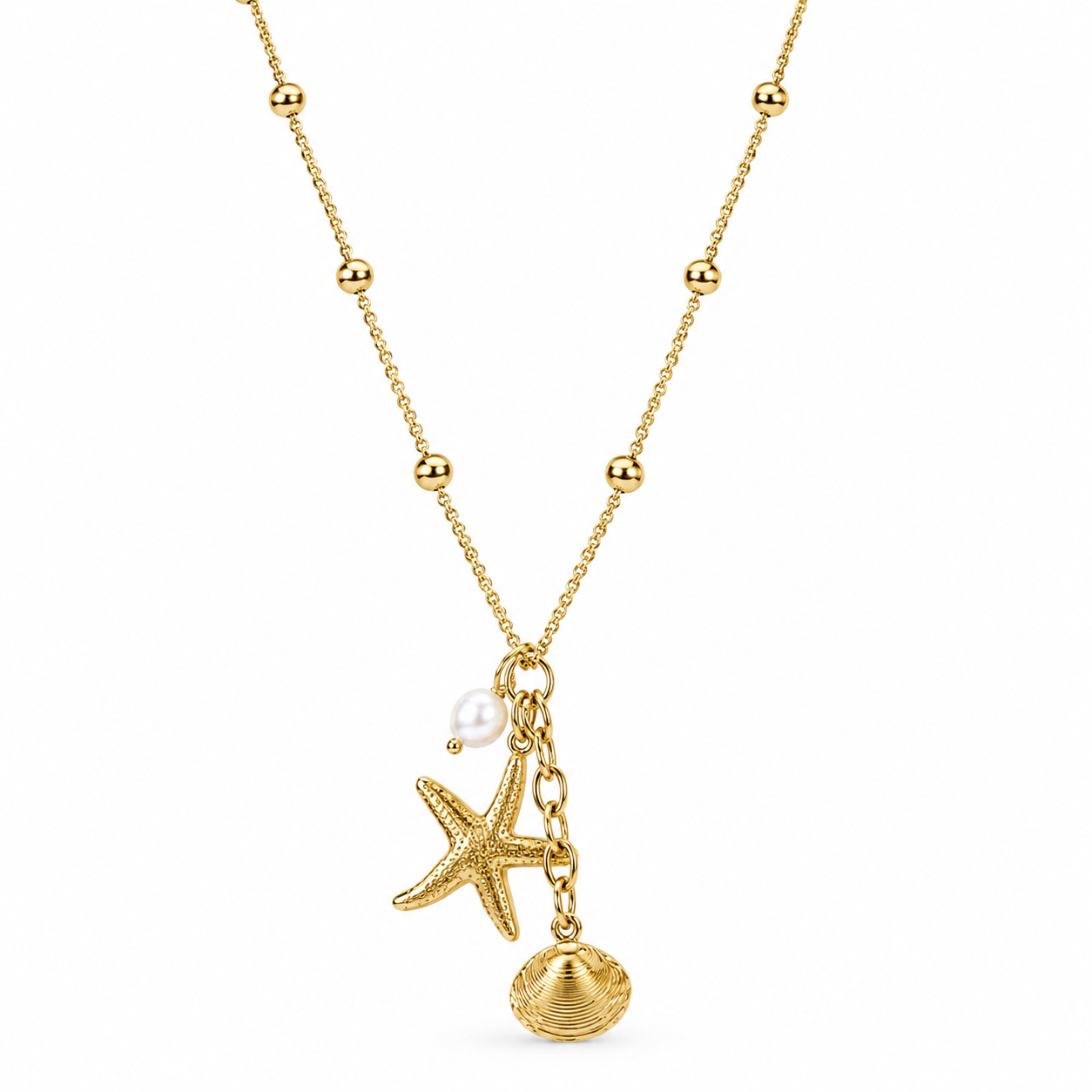 Seaside Treasure Charm Necklace – Stainless Steel