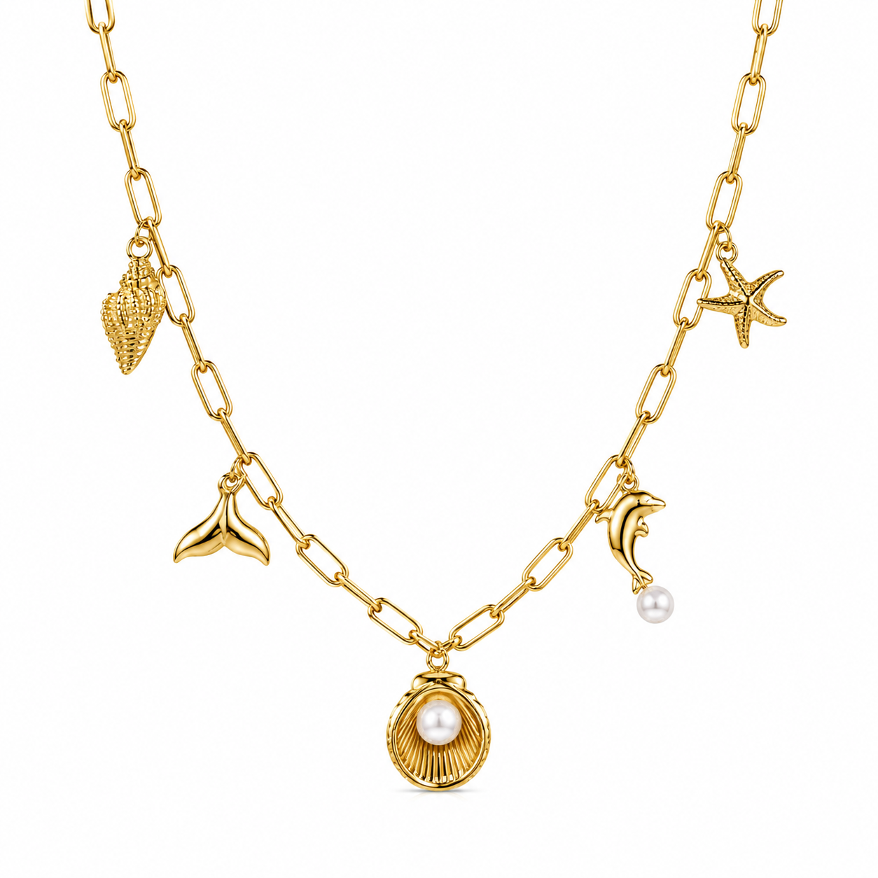 Ocean Breeze Charm Necklace – Stainless Steel