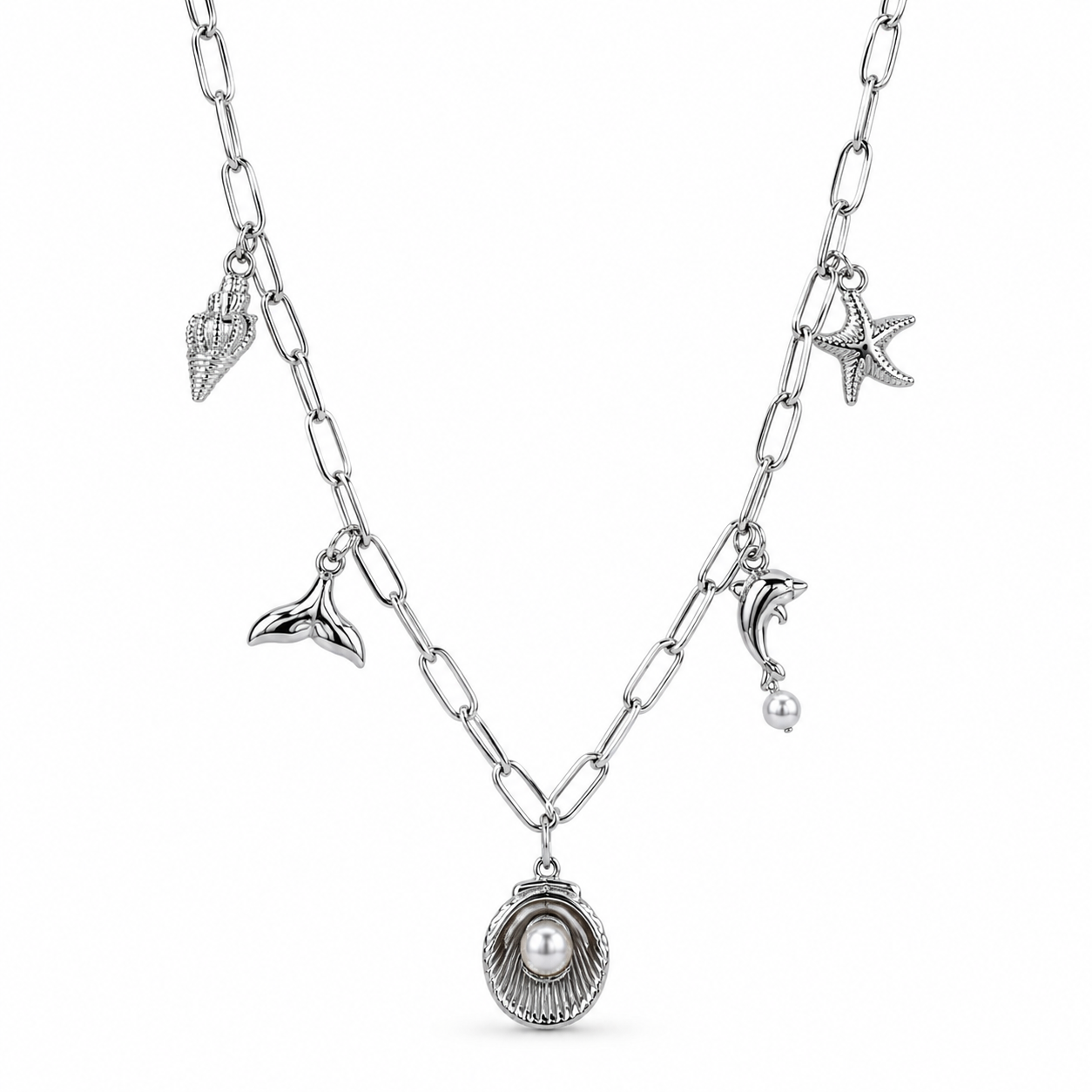 Ocean Breeze Charm Necklace – Stainless Steel