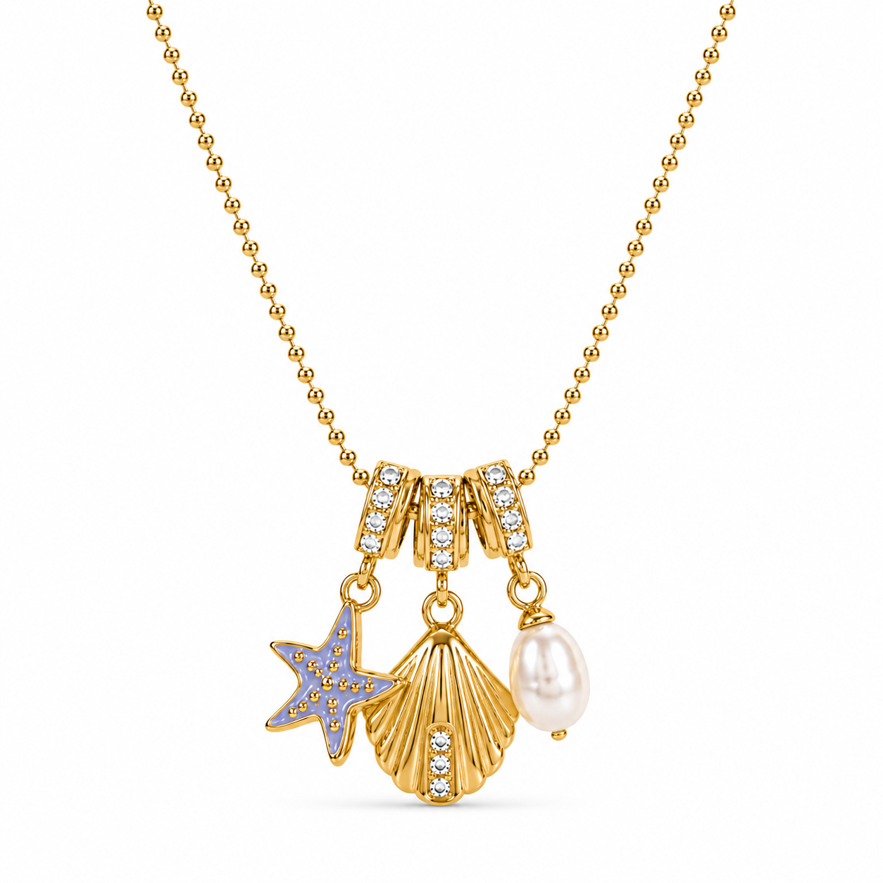 Ocean Pearl Charm Necklace – Stainless Steel