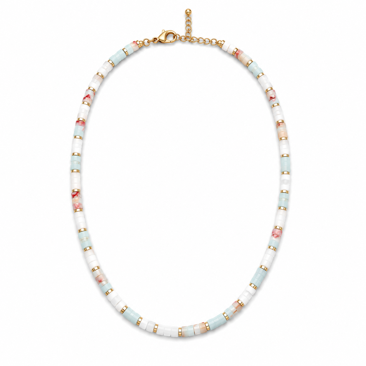 Golden Shell Pearl Beaded Necklace