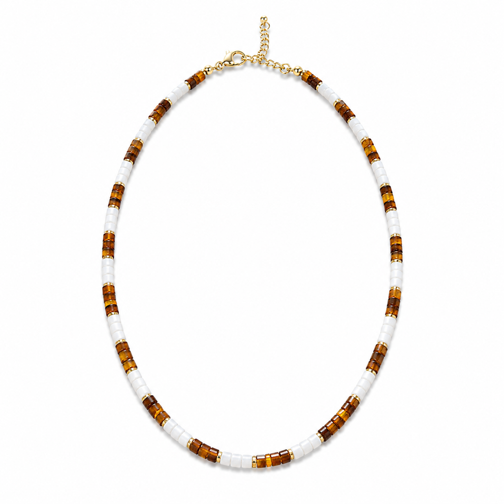 Golden Shell Pearl Beaded Necklace