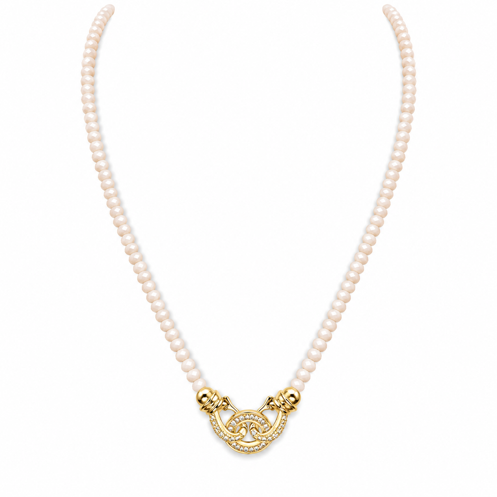 Golden Shell Pearl Beaded Necklace