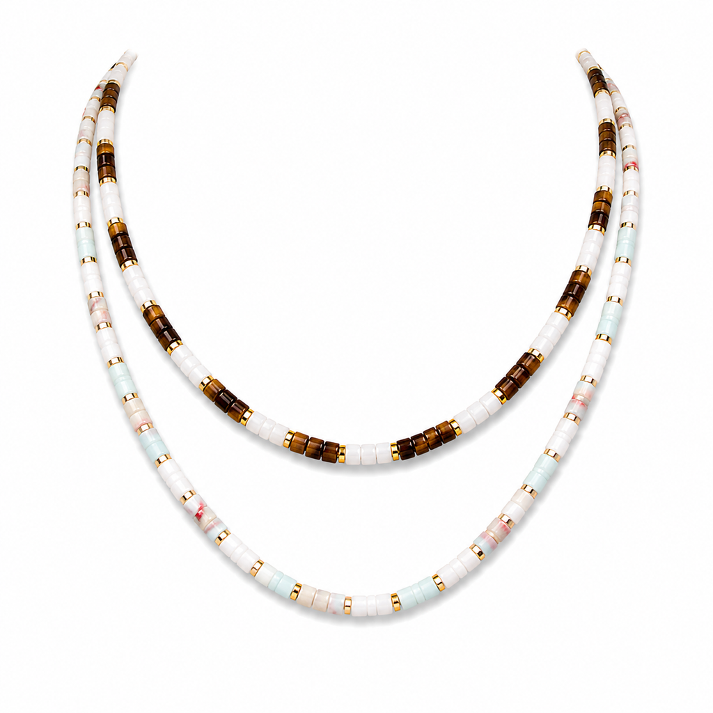 Golden Shell Pearl Beaded Necklace
