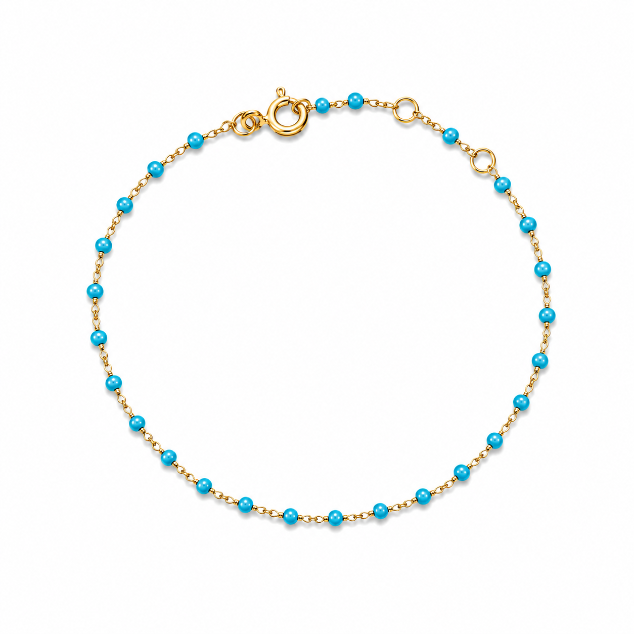 Minimalist Beaded Chain Bracelet – 14K Gold Plated Silver