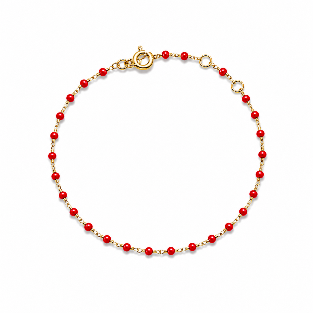 Minimalist Beaded Chain Bracelet – 14K Gold Plated Silver