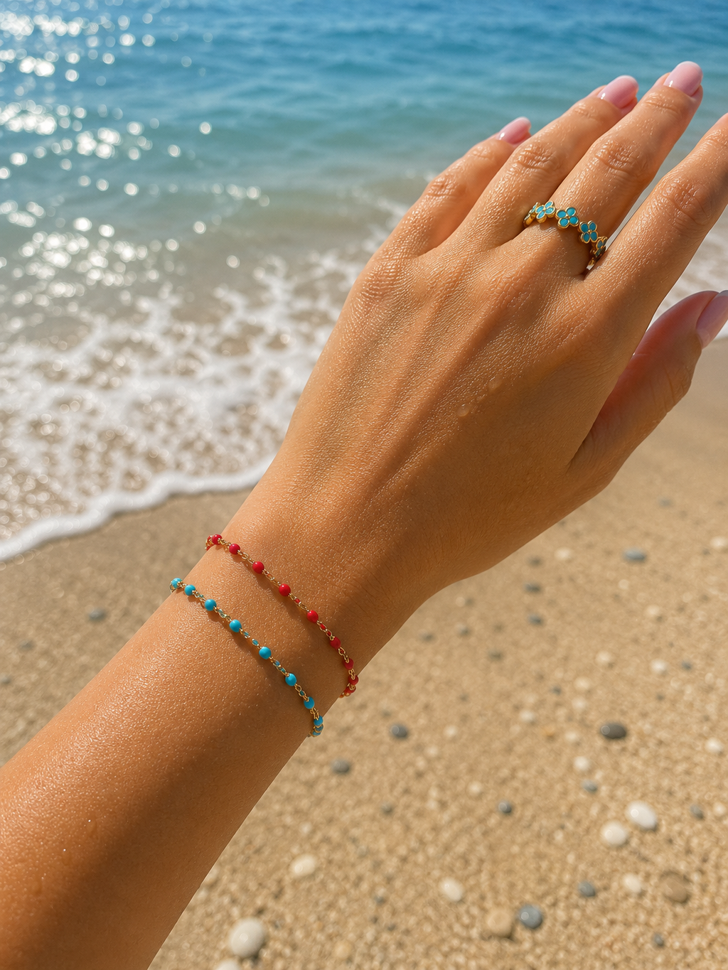 Minimalist Beaded Chain Bracelet – 14K Gold Plated Silver