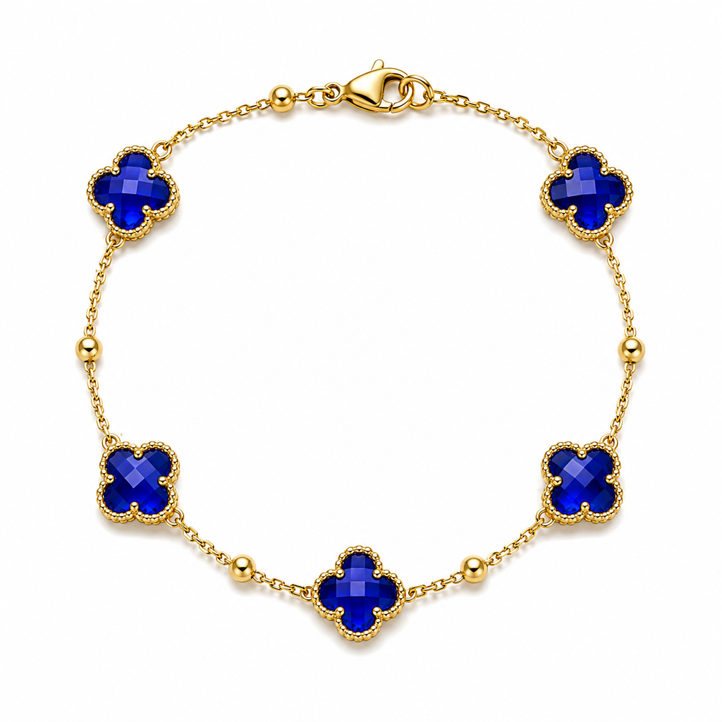 Clover Beaded Anklet – Brass