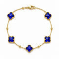 Clover Beaded Anklet – Brass