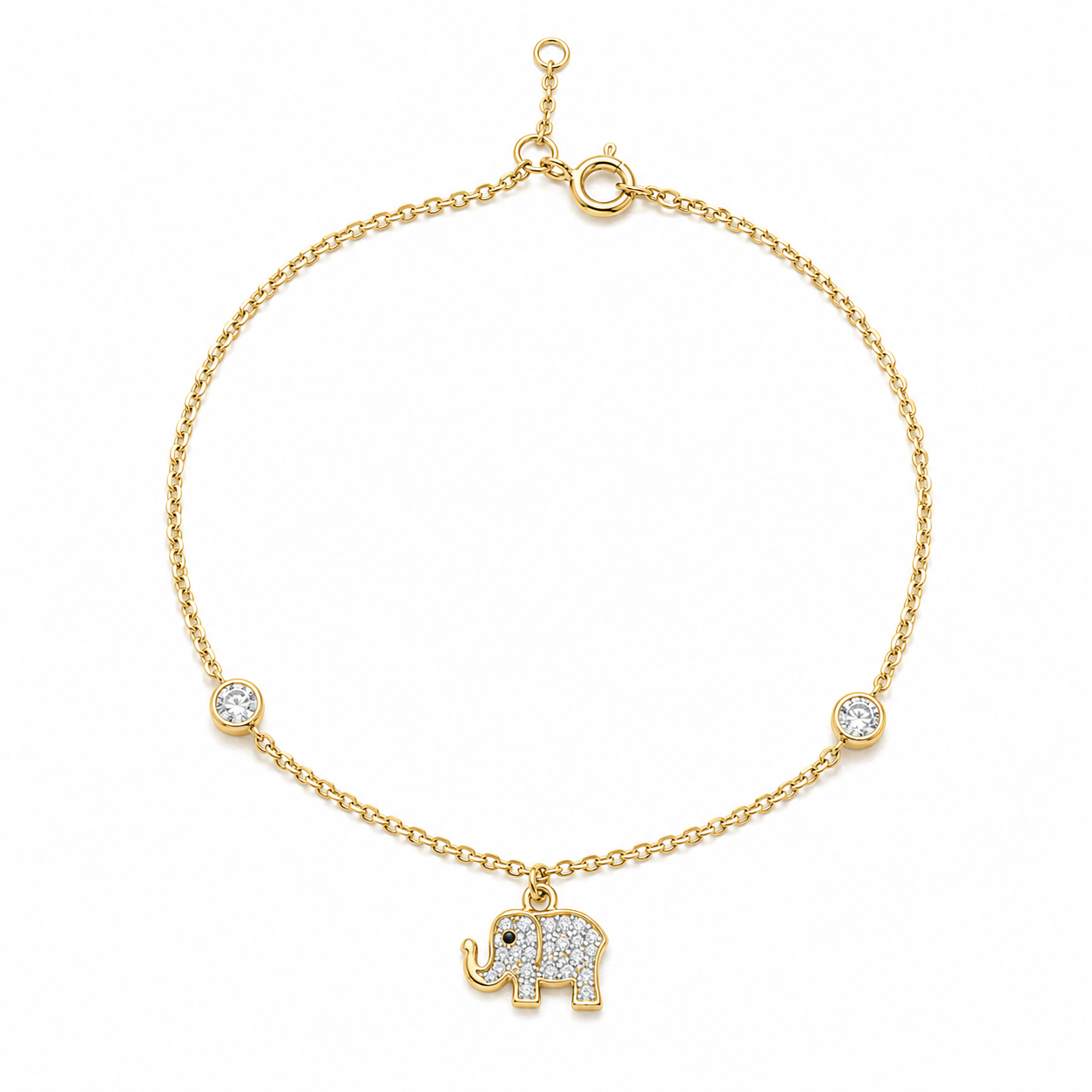 Lucky Elephant Anklet – 14K Gold Plated S925 Silver