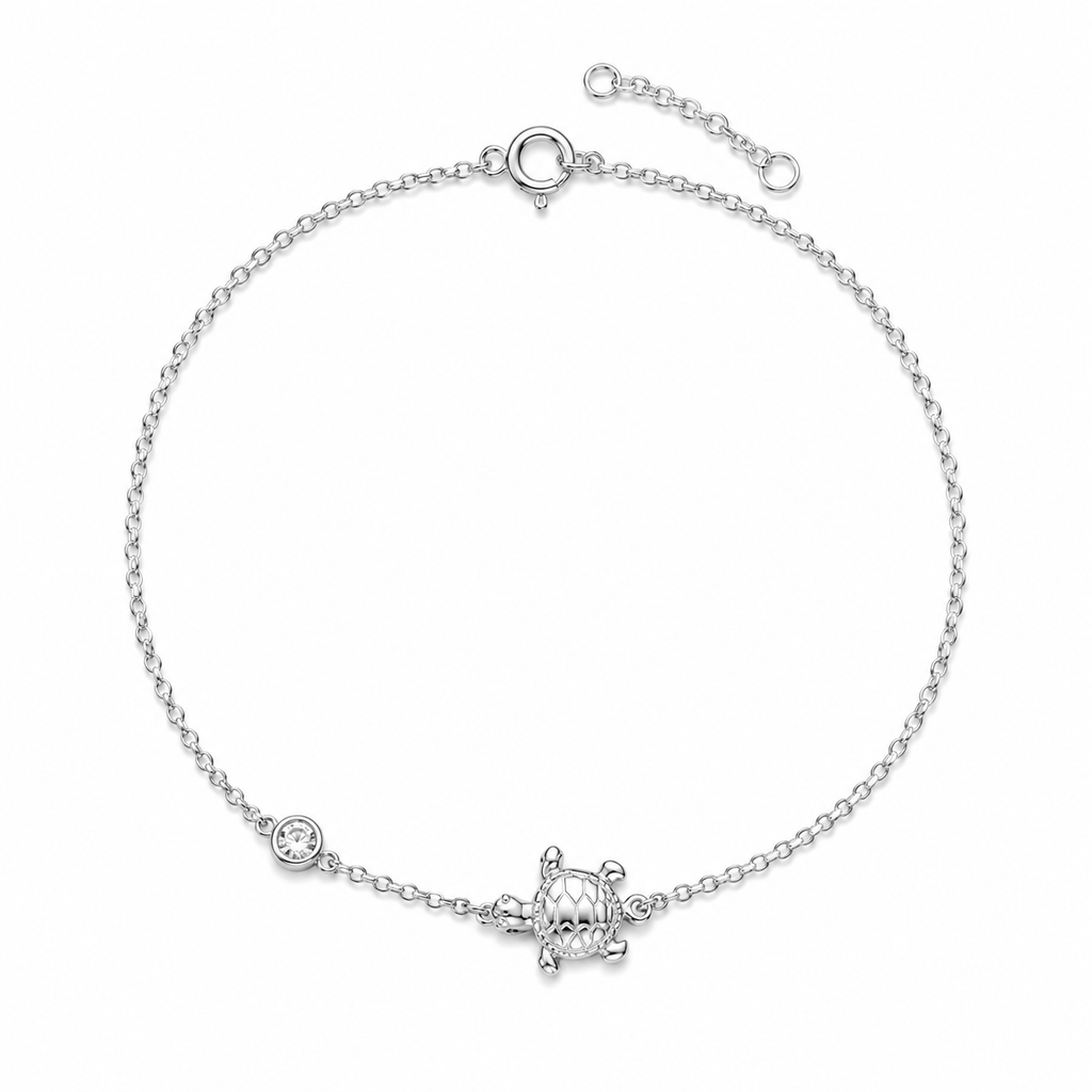 Crystal Turtle Anklet – 14K Gold Plated S925 Silver