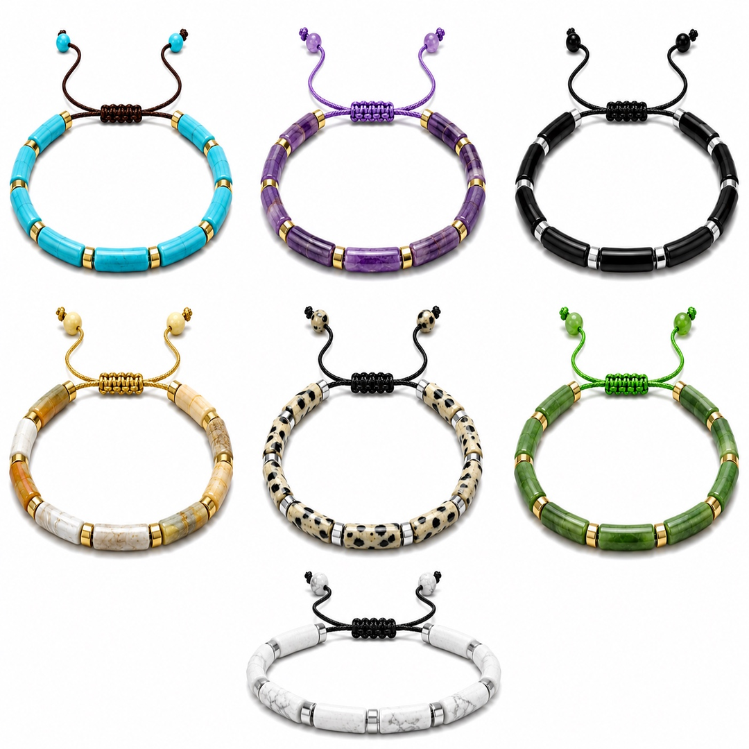 Natural Stone Adjustable Beaded Bracelet
