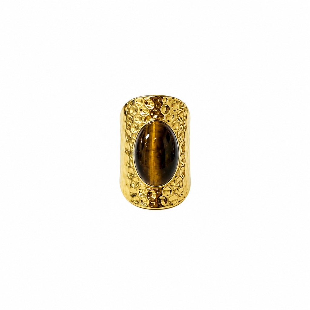Natural Stone Statement Ring – Adjustable