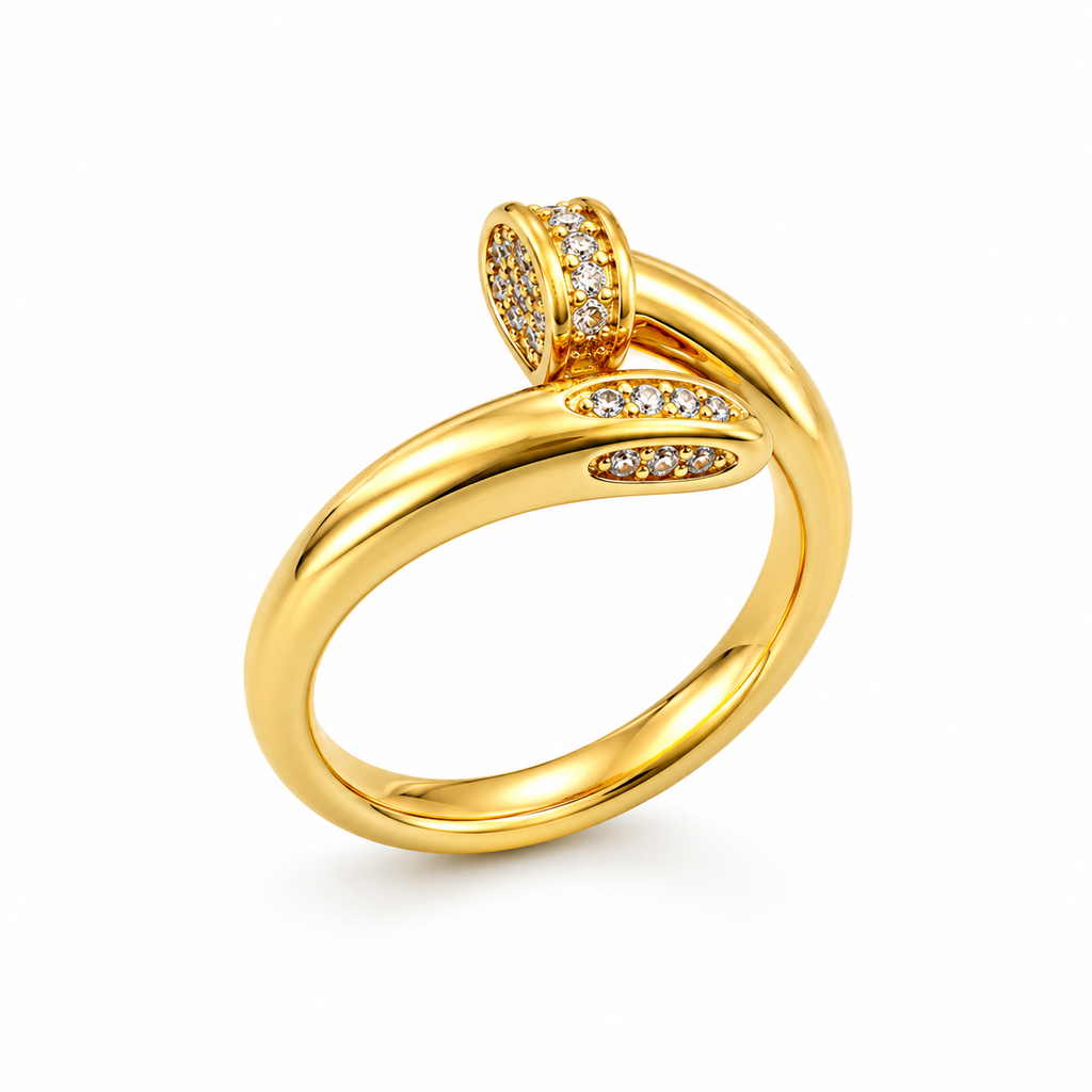 Minimal Wrap Nail Ring – Brass